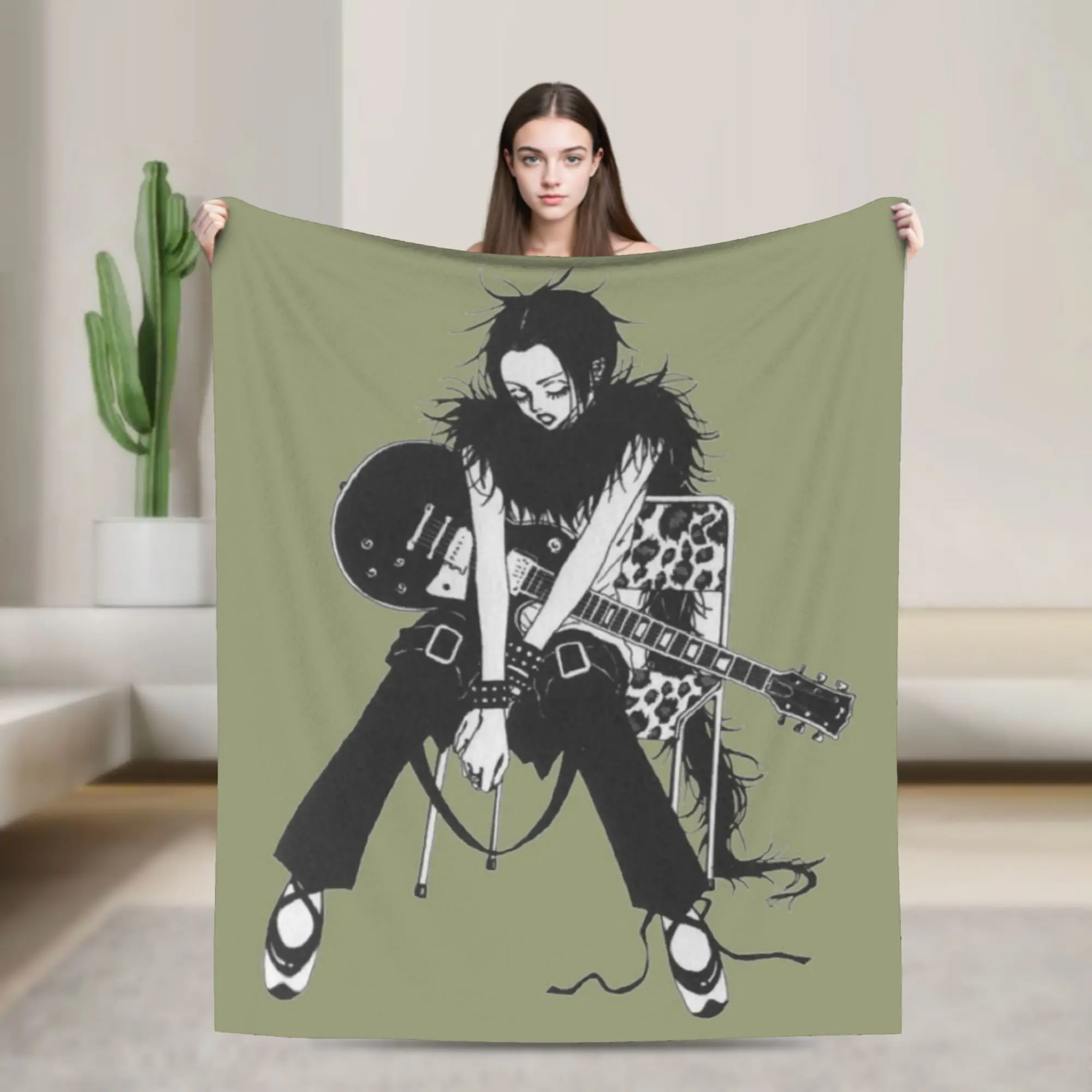 Nana Osaki Classic Anime Knitted Blanket Fleece Kawaii Singing Super Warm Throw Blanket for Bedroom Sofa Bedspread