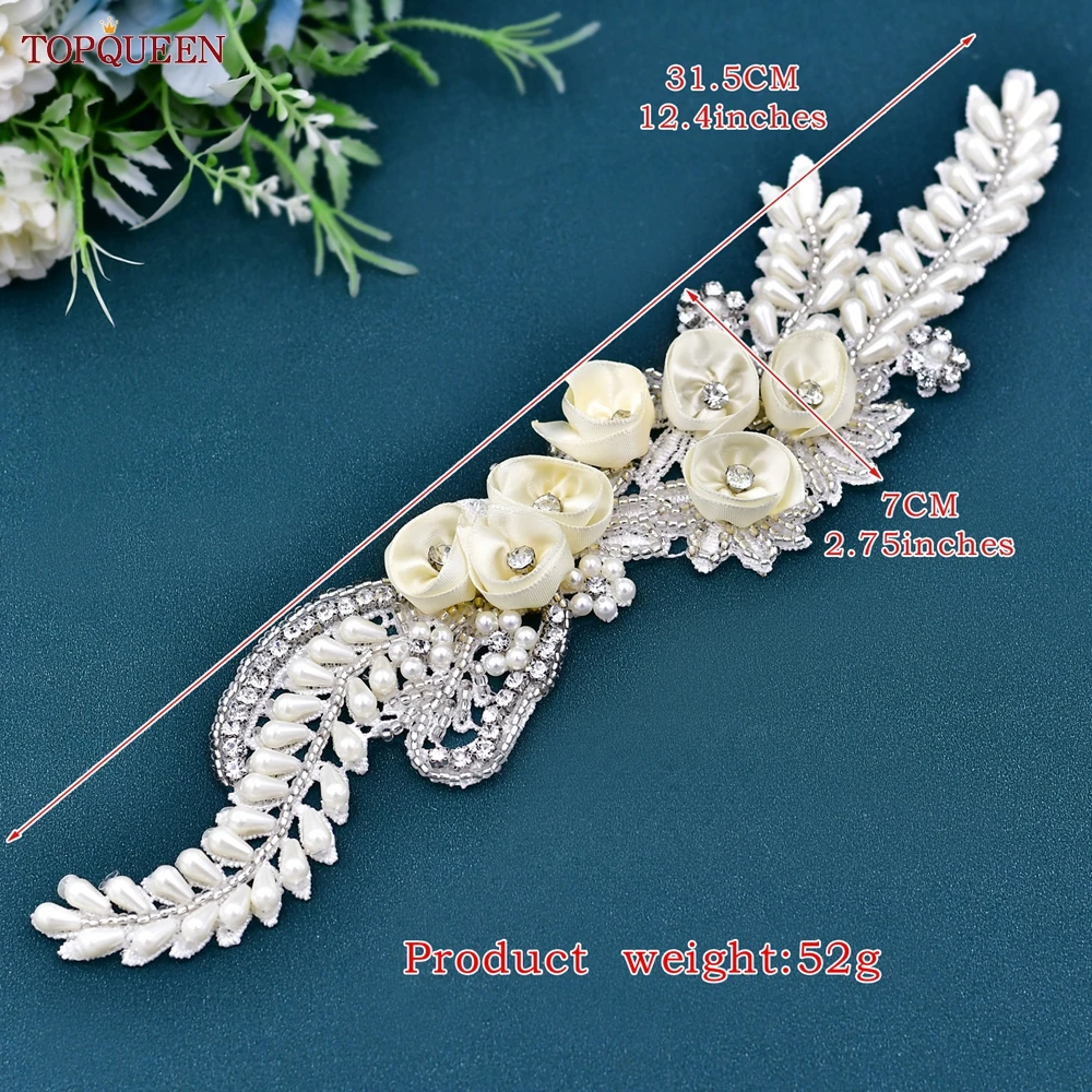 TOPQUEEN S321 Wedding Flower Belt Bridal Sash Accessories Dress Decoration Applique Maternity Wide Sash