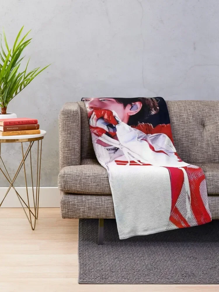 taekook ptd stage red outfit photo Throw Blanket Soft Plaid Cute Stuffeds Blankets