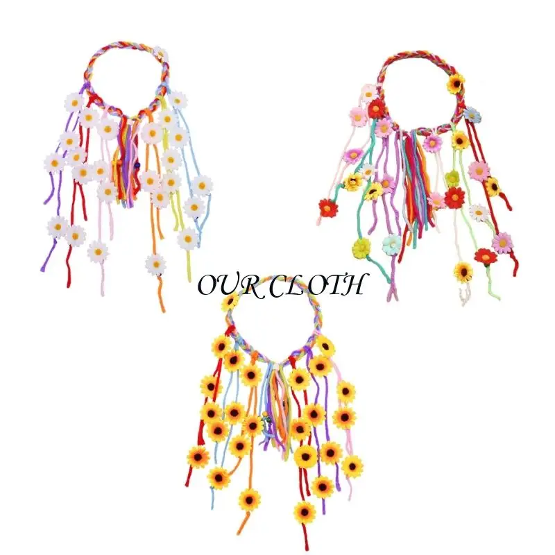 

Цветочный хиппи -повязка на голову цветочная корона подсолнухи Beadlowers Настройка цветочных аксессуаров для волос с головным