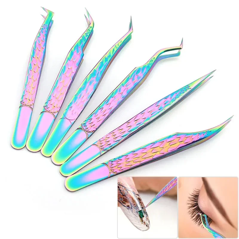 High Precision Stainless Steel Eyelash Tweezer False Lashes Extension Anti-Static Tweezers Eyebrow Clip Makeup Tools