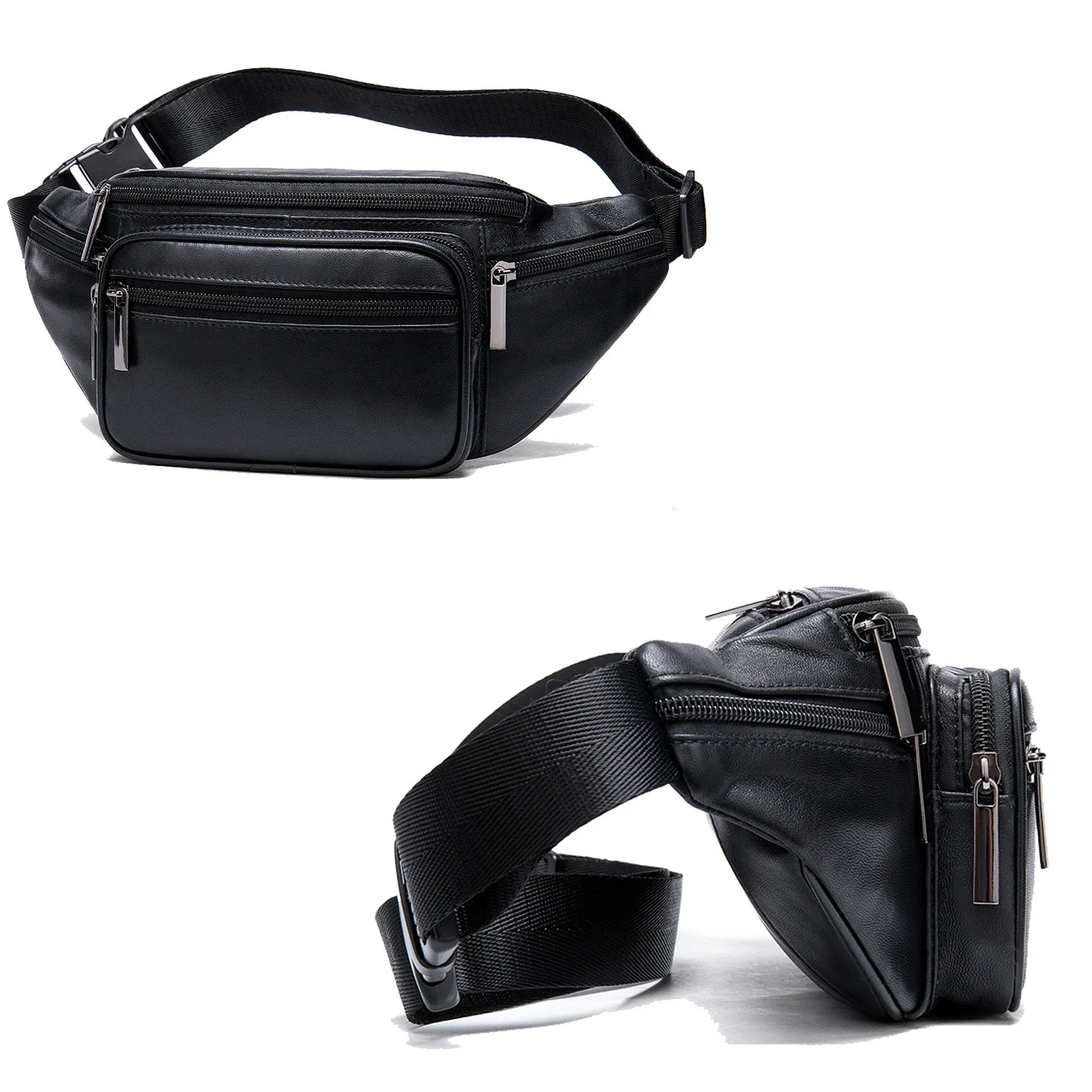 Soft Genuine Leather Waist Bag Men Women Leather Sling Bag Chest Packs Summer Outdoor Waist Pouch Bag Male Female Belt Pouches