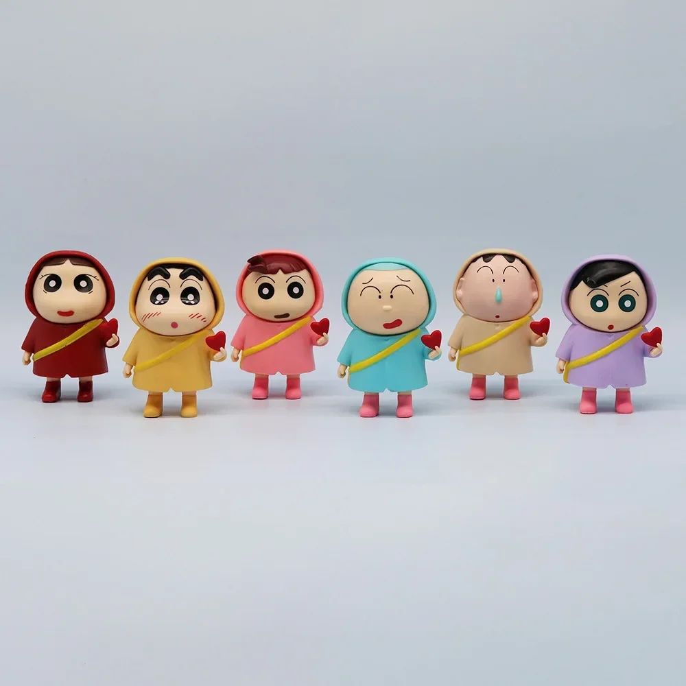 Crayon Shin-Chan Figure 9cm Q Version Raincoat Kasukabe Defense Force Dumb Xiaokui Kazama Cute Than Heart Cartoon Kids Gifts