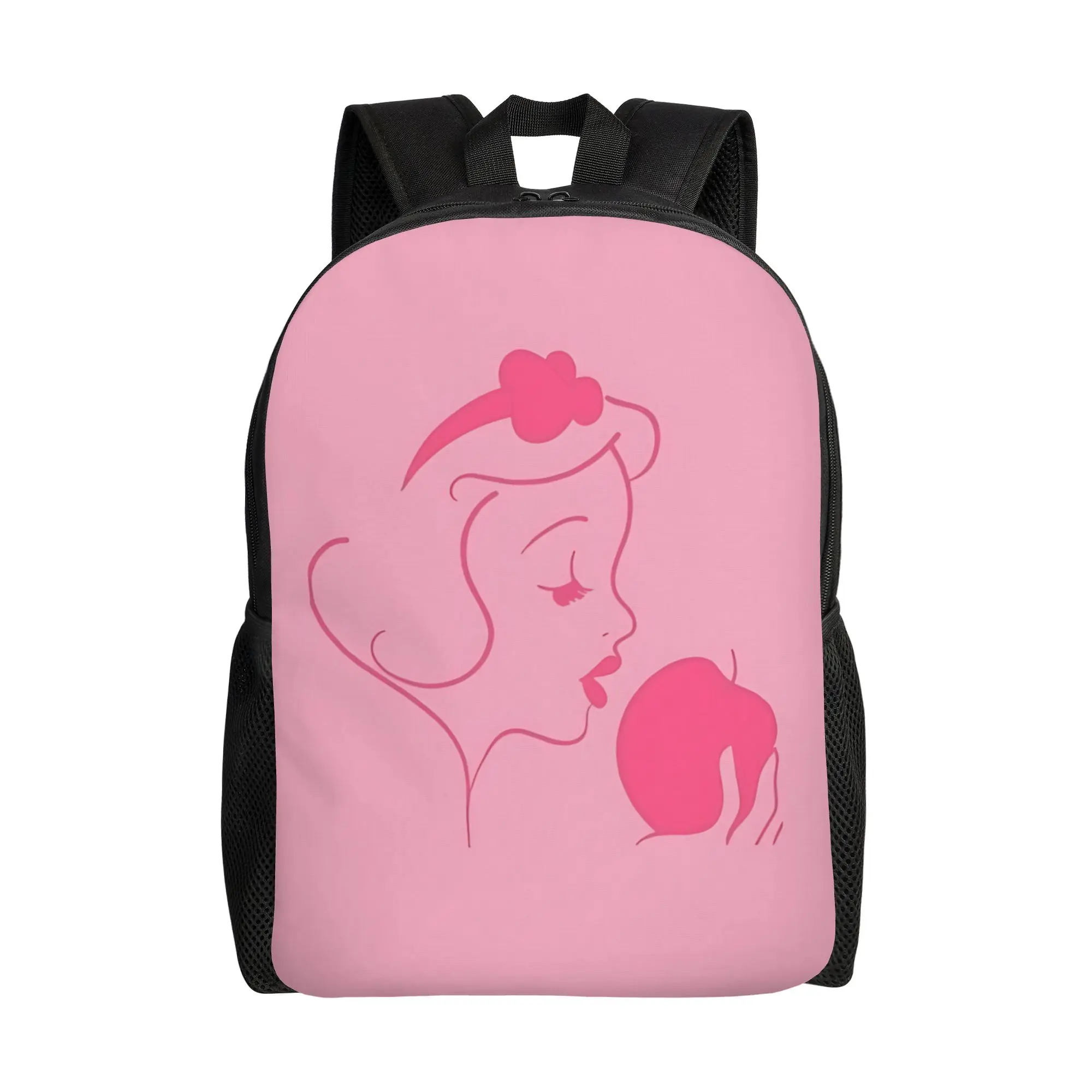 

1PC back to school Backpack Disney Cartoon Daypack Pink Disney princess Snow White logo Solid Outdoor Zipper Closure Rucksack