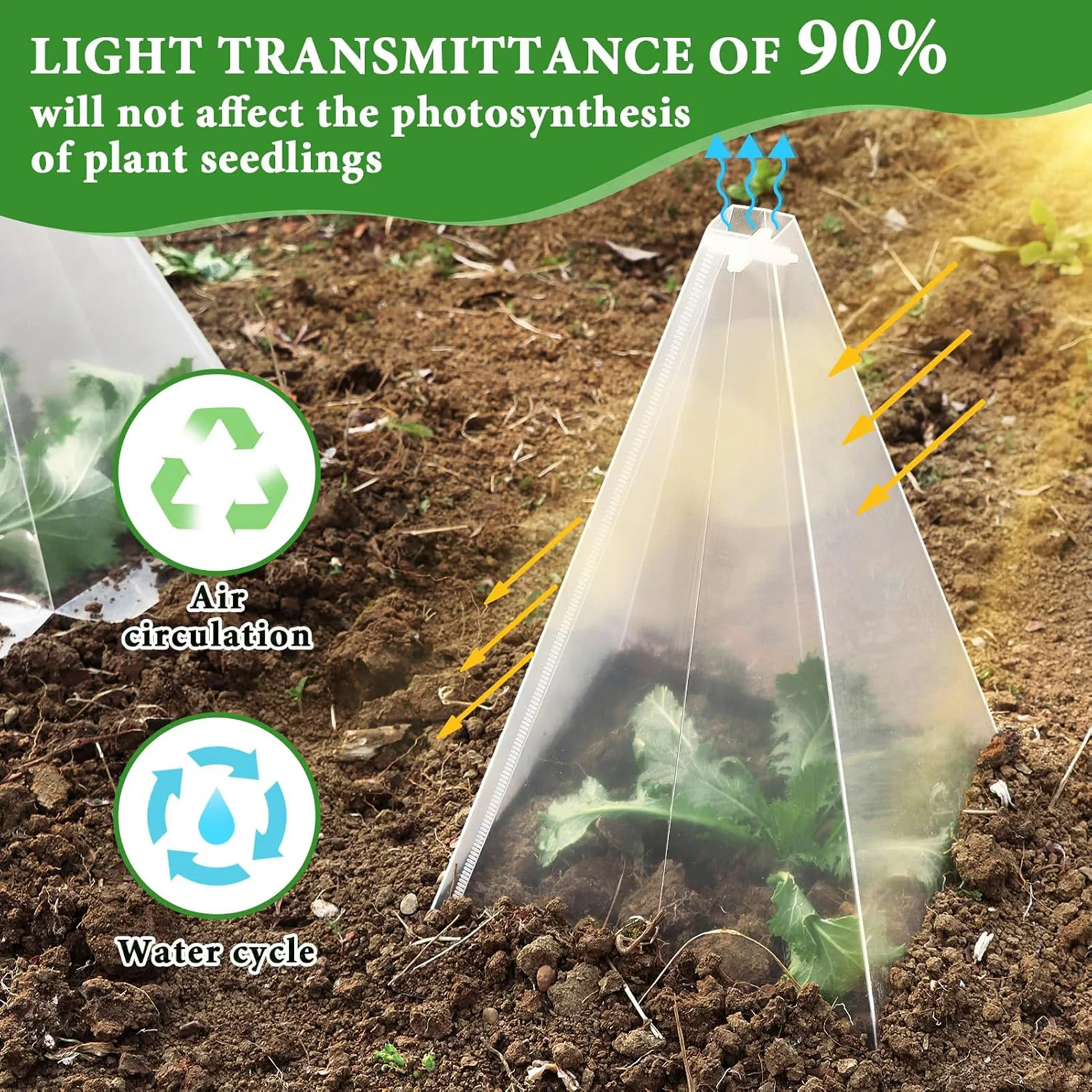 

Plastic Small Plant Seedling Protector Foldable Plants Grow Cover with Stakes Suitable for Planting and Cultivation