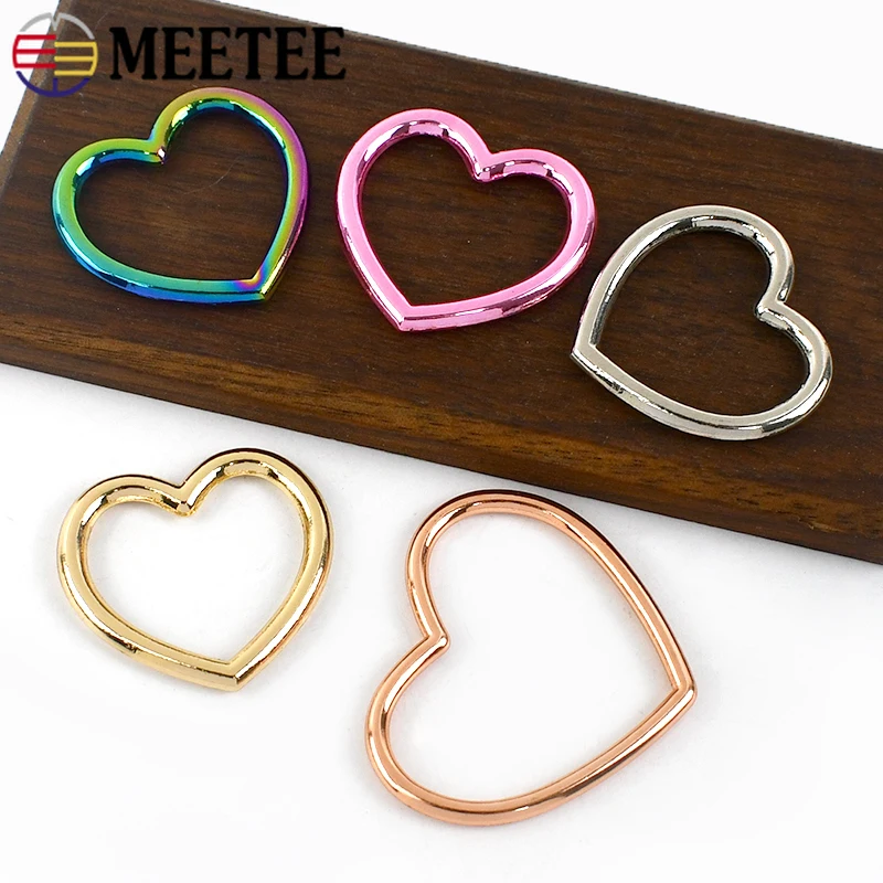 Meetee 10-50 pz cuore anello gancio borsa cinghia collegamento cerchio rotondo fibbie in metallo fettuccia O anelli chiusura cintura decorare fibbia