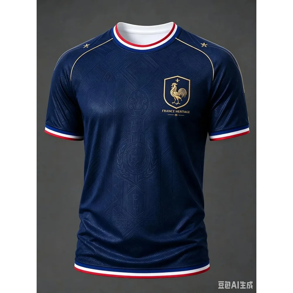France Themed Football Graphic T-shirt Rooster Printed Breathable Short Sleeve Soccer Jersey Unisex Sports Tee Streetwear Tops