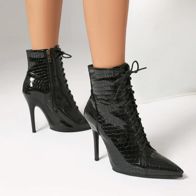 20256 جديد فاخر الإناث حذاء من الجلد أشار تو رقيقة جدا الكعوب 10.5 سنتيمتر الدانتيل يصل موضة يؤرخ حفلة الجوارب القصيرة