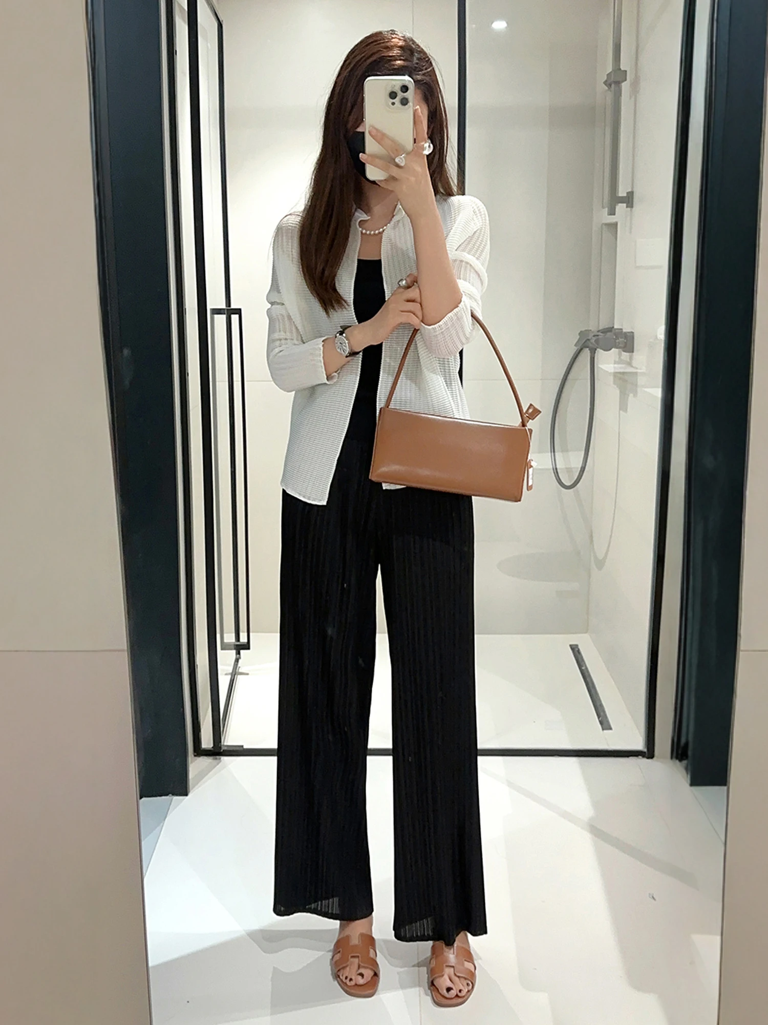 

High Waist Wide Leg Pants Women's Loose Fit Casual Trousers Spring Summer New Sle Drapey Thin Ladies High Elastic Fiber