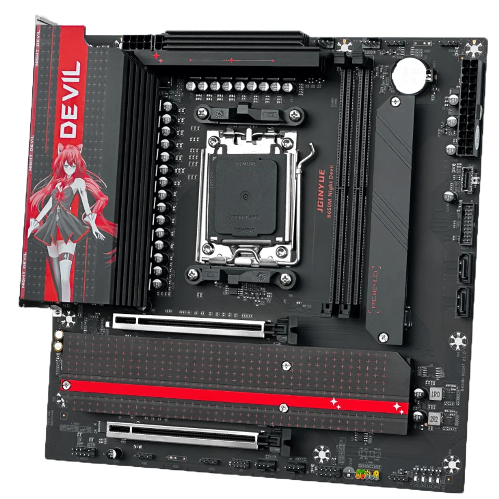 مجموعة اللوحة الأم JGINYUE B650M Night Devil مع Ryzen 7500F/7600X/9600X/7700/7800X3D CPU 2*16GB DDR5 6000Mhz بدون WiFi B650 M-ATX #3