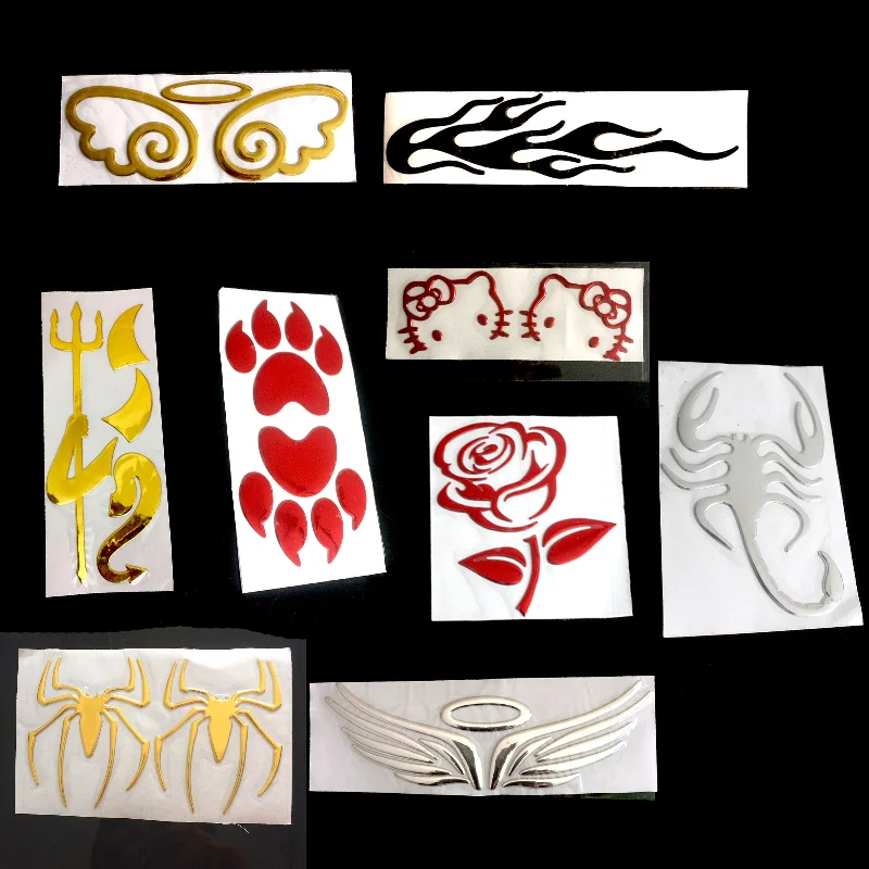 

Universal Motorcycle Sticker Scratch Fuel Tank Sticker Flaming Rose Imp Angel Wings Spider Scorpion Bear Paw 3D Sticker Decal