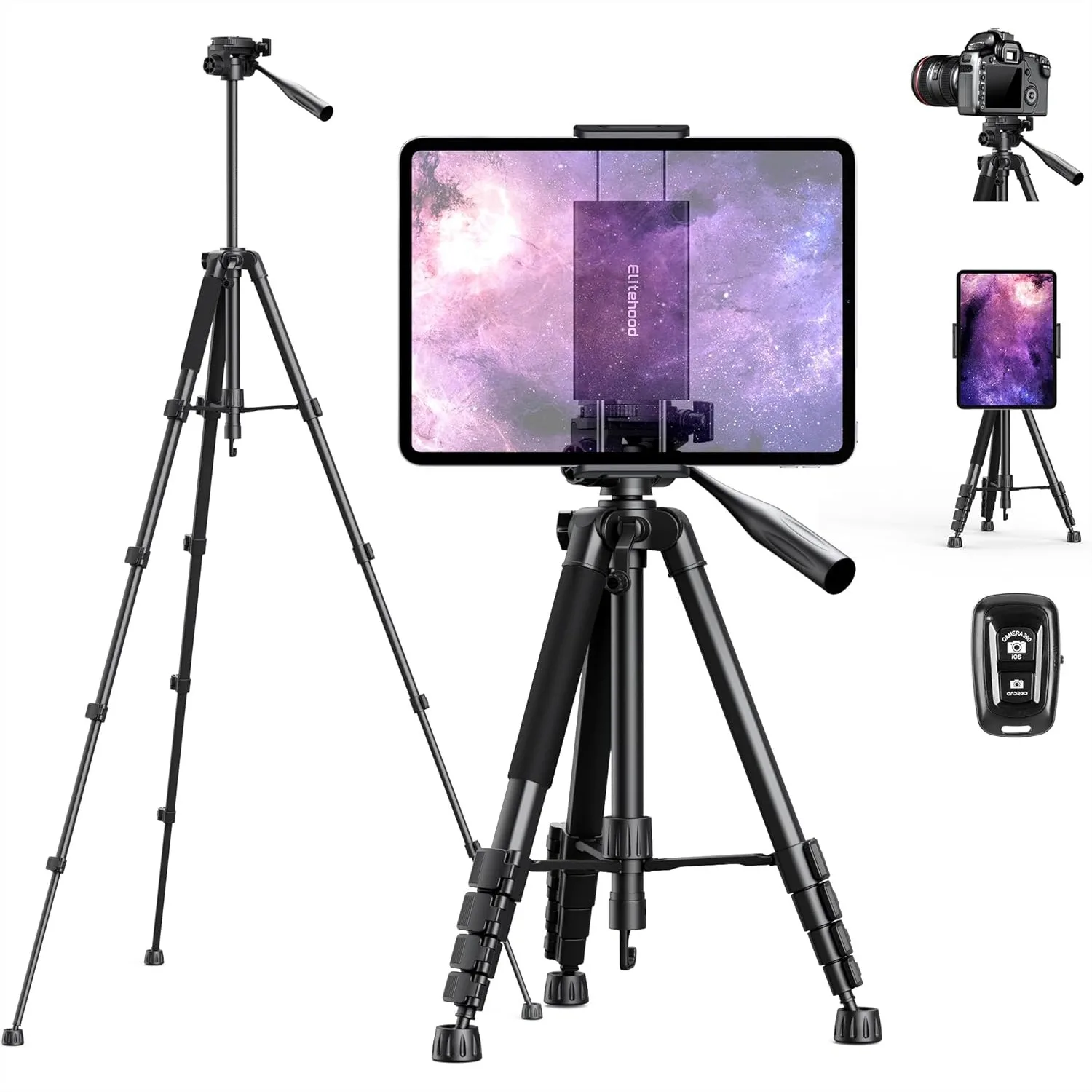 

68" Heavy Duty iPad Tripod with Ultra-Stable Stand for iPad Pro 12.9, Tablet Mount for Video Recording & Photography, Compatible