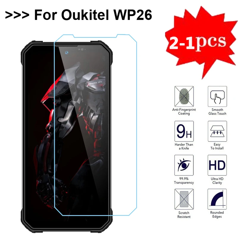 2-1PCS 9H Protective Glass For Oukitel WP26 Phone Film Tempered Glass Screen Protector For Oukitel WP22 WP 26 WP 22 Glass Cover