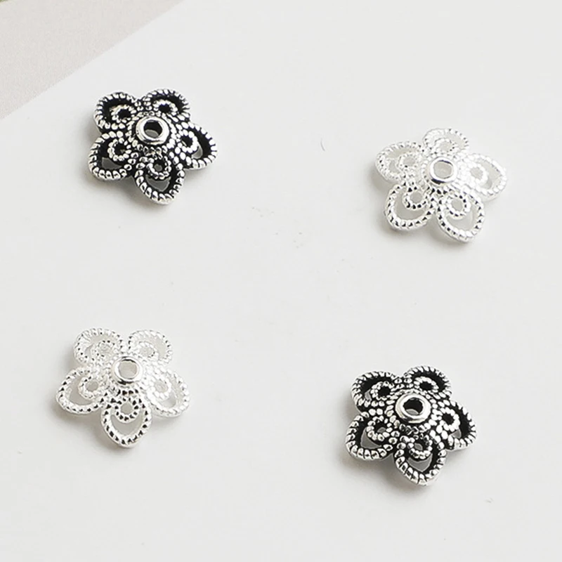 1 шт./лот, стерлингового серебра 925 пробы, полые колпачки для бусин с цветком, 8 мм, серьги, браслеты, хрустальные бусины, колпачки-проставки, сделай сам, фурнитура для ювелирных изделий 1 шт./лот, стерлингового серебра 925 пробы, полые колпачки для бусин с цветком, 8 мм, серьги, браслеты, хрустальные бусины, колпачки-проставки, сделай сам, фурнитура для ювелирных изделий