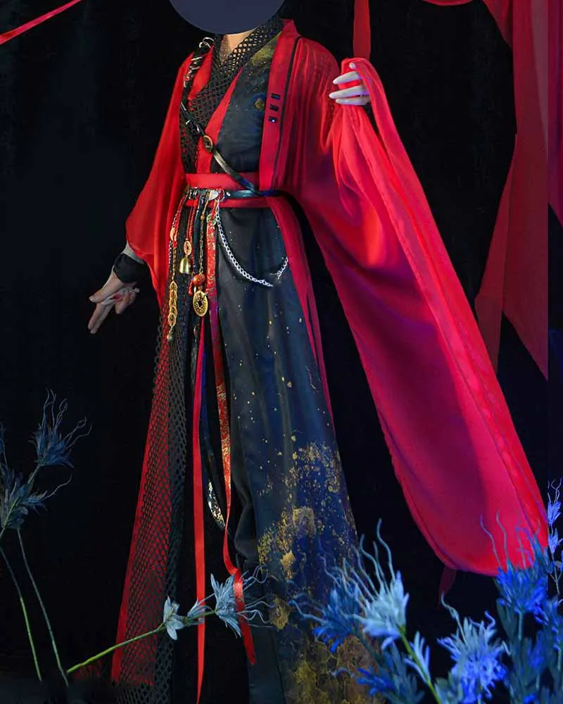

Unisex Halloween Ghost Vampire Cosplay Costume Party Outfit Chinese Vintage Hanfu Red&Black Costume 2025 Hot Sale