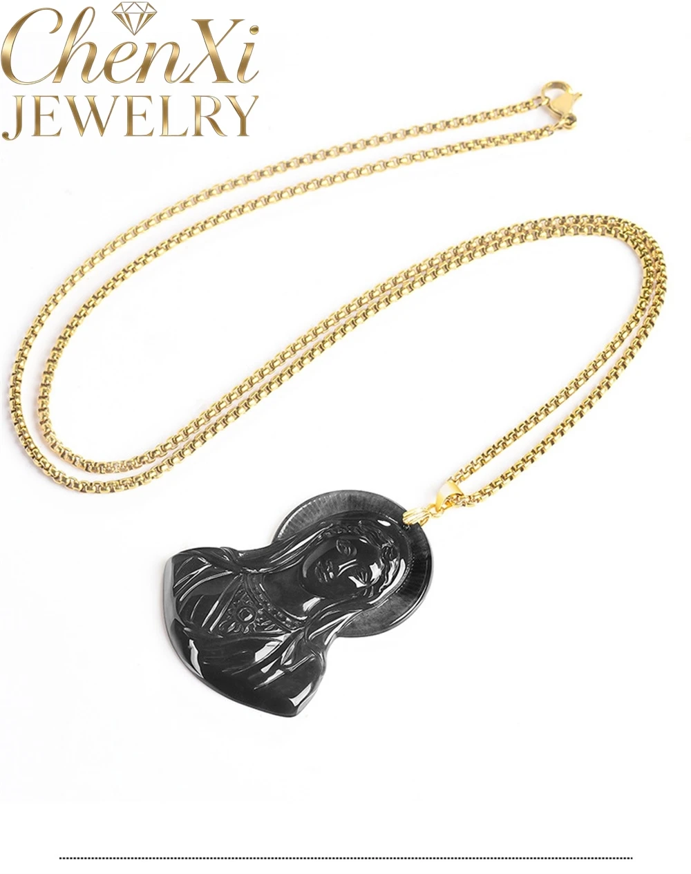 

High-End Natural A-Grade Ice-Quality Black Jadeite Maria S925 Pendant Exquisite Gift Best Charms Jewelry Simple Fashion Popula