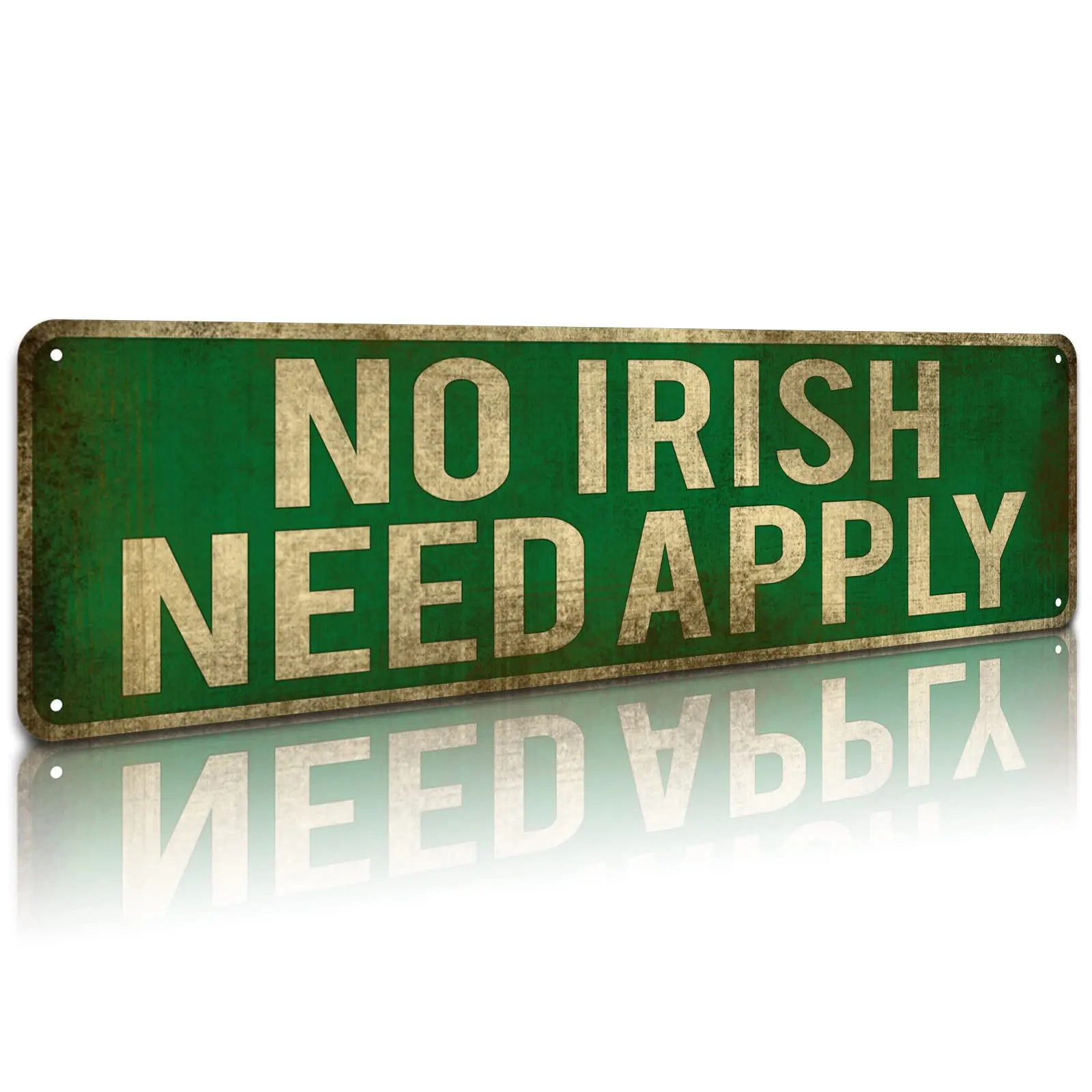 KooLL No Irish Need Apply Tin Sign, Vintage Metal Wall Art Office/Home/Classroom Decor 4” x 16”