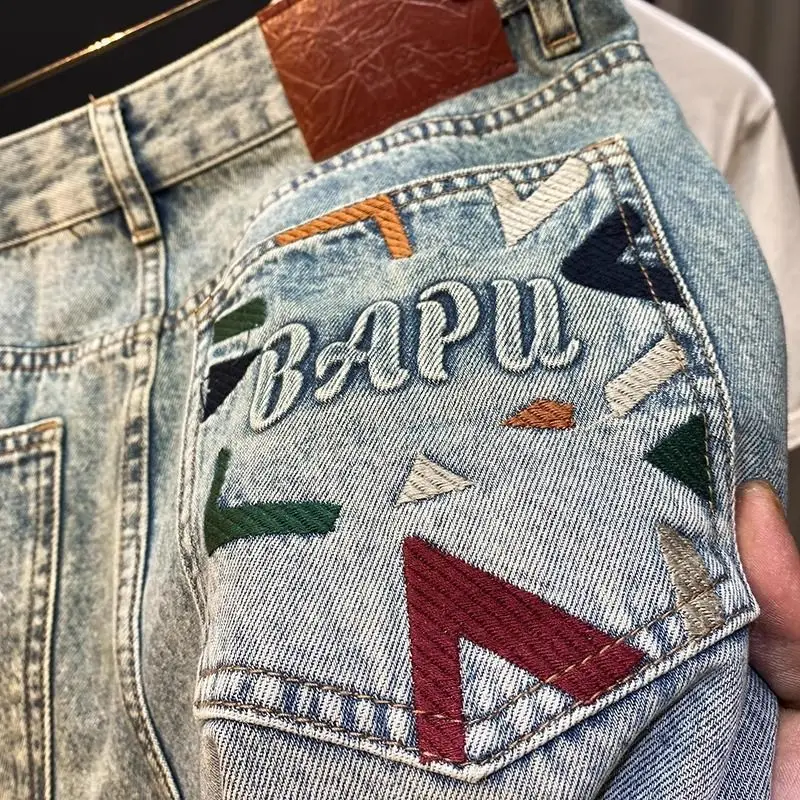 High-end Men's Jeans Straight Small Feet Spring Summer 2025 New Ruffian Handsome Harlan Casual Pants Cargo Jeans Streetwear Men