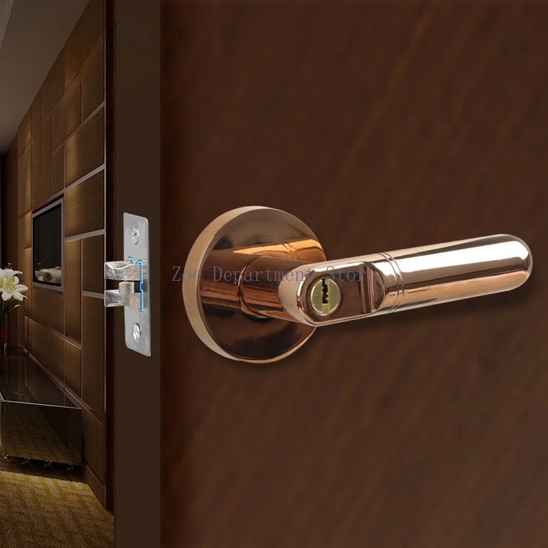 

Interior Door Lock Bedroom Domestic Wooden Door Single Tongue Security Room Door Handle Three-Lever Universal Globe Lock Handle