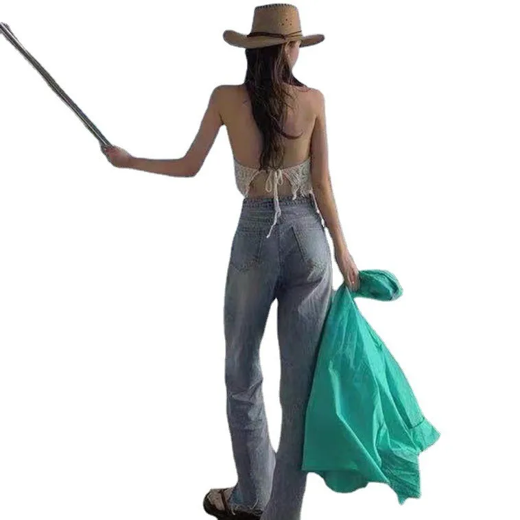 Zomer Nieuwe Gebreide Band Vest Vrouwen Design Sensation Bovenkleding Strand Mooie Ba Opknoping Ne Riem Witte Borst Pad Top