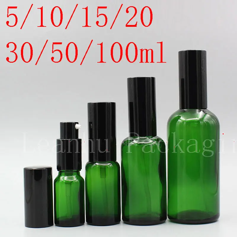 

24pcs Essential Oil Empty Green Glass Bottles Mini Lotion Cream Pump Bottle Massage Oil Aluminum Container Bottle Vial Sample