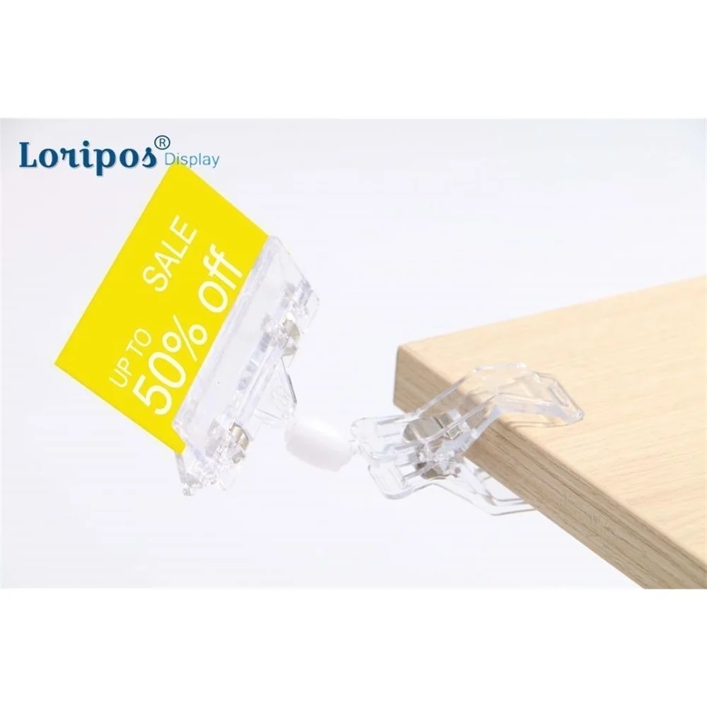 Hot Sale Wholesale Clear Acrylic Pop Advertising Poster Shelf Clips Display Sign Label Holder Price Tags Display Racks 100pcs