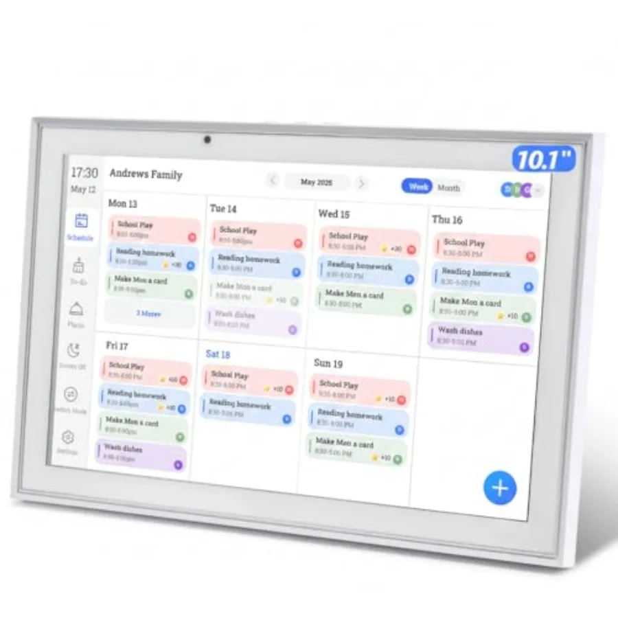 

10,1-дюймовый умный цифровой календарь и доска для планирования дел с интерактивным сенсорным экраном Full HD 1920*1080P, настольный планировщик с функцией планирования питания