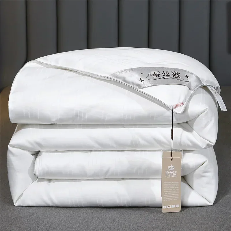100% Mulberry Silk Quilt Healthy Beauty Handwork Silk Comforters Duvet Silk Filled Double Queen King Quilt 1PCS Durable Bedding