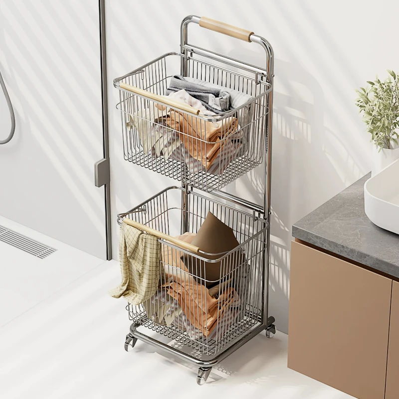 Mesh Wash Laundry Baskets Metal Cool Wheels Storage Laundry Baskets Luxury Household Cesto De Roupa Suja Home Organizers