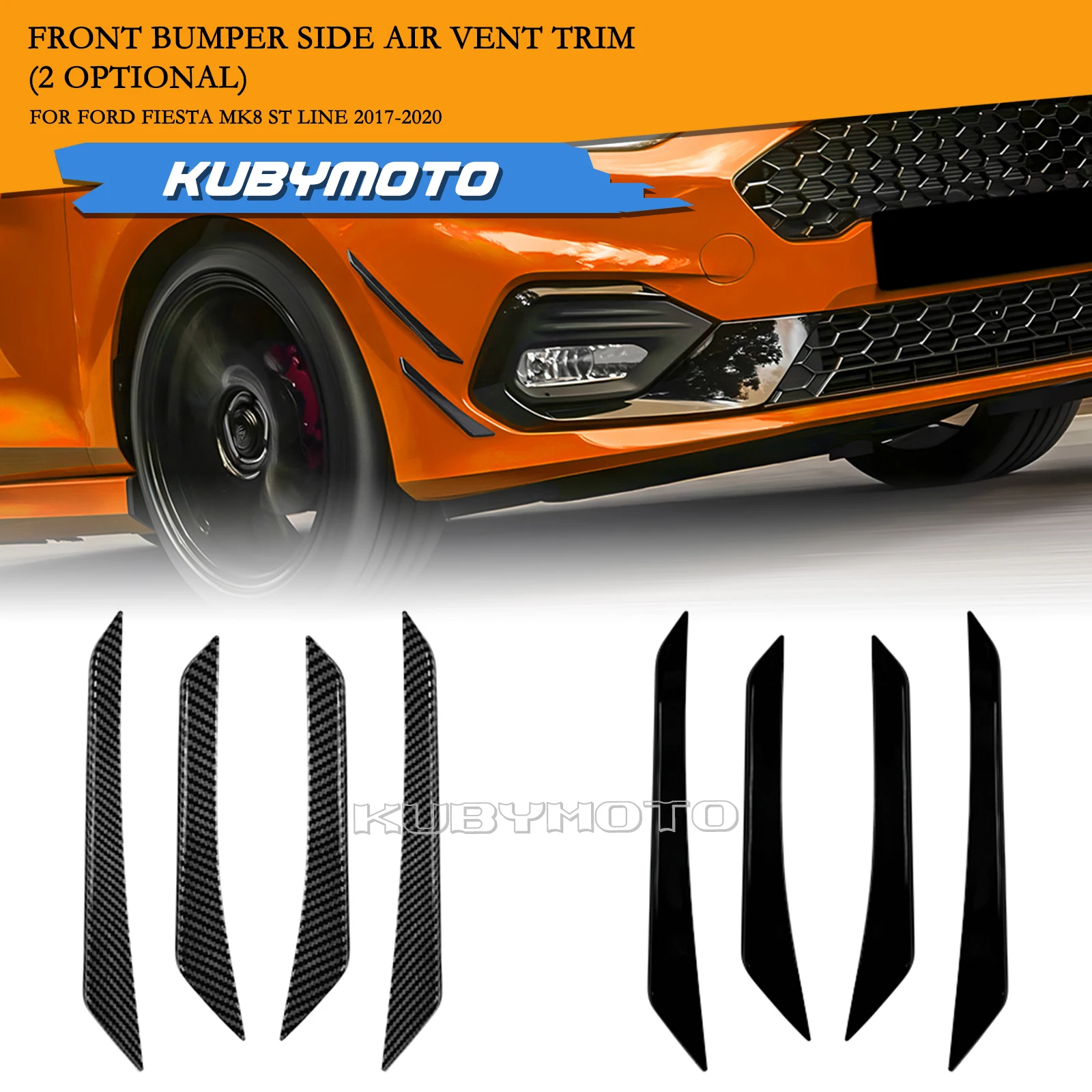 4PCS Car Front Bumper Lip Side Fin Splitter Body Kit Spoiler Canards Spoiler For Ford Fiesta MK8 ST Line 2017 2018 2019 2020 view 2