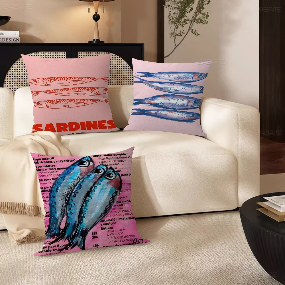 

Colorful Sardine Lobster Fish Ocean 45*45cm Cushion Cover Pillow Cover Decor Pillowcase Home Pillowcase for Couch Pillow