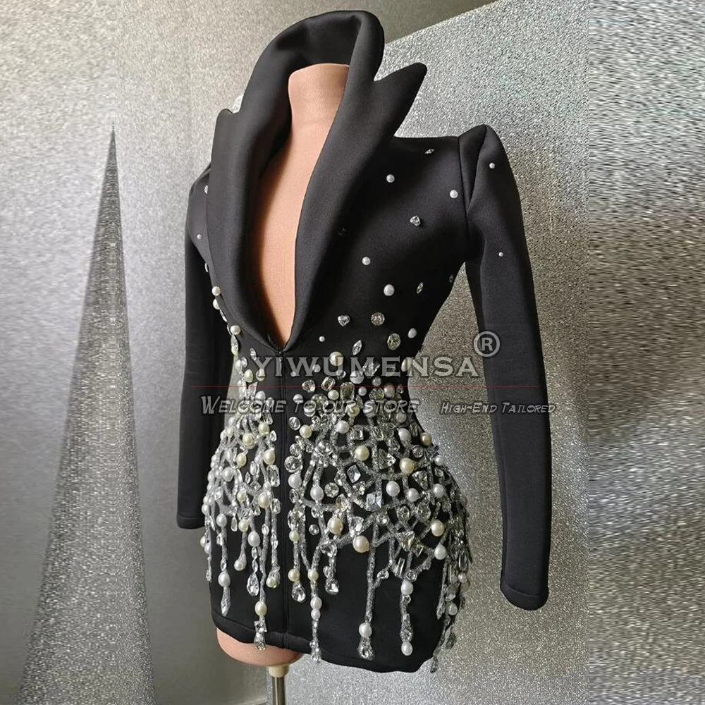 Blazer de Perles Magnifique pour Femme, Veste de Luxe, Diamants, Tenue Courte de Soirée, 1 Pièce