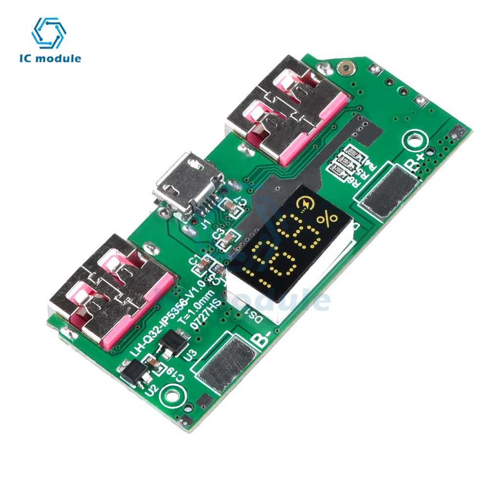 5V 3A batteria al litio Display digitale modulo di ricarica rapida IP5356 TYPE-C Micro USB QC3.0 2.0 PD3.0 PD2.0/AFC/FCP