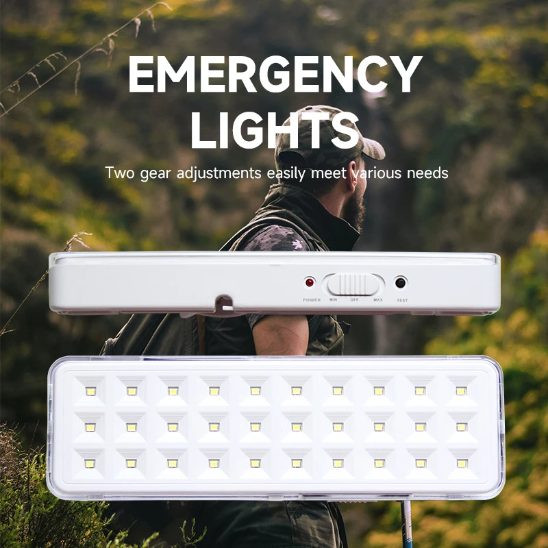 30LEDs Emergency Light Fire Fighting Lights Wall-Mounted Rechargeable Exit Lamp Work Light Camping Lantern for Home Outdoor