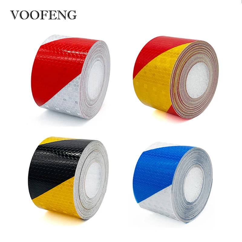 Voofeng 5 cmx10m glänzendes reflektieren des Auto aufkleber Sicherheits warnzeichen selbst klebendes Twill-Druckst reifen band für Fahrzeug-LKW