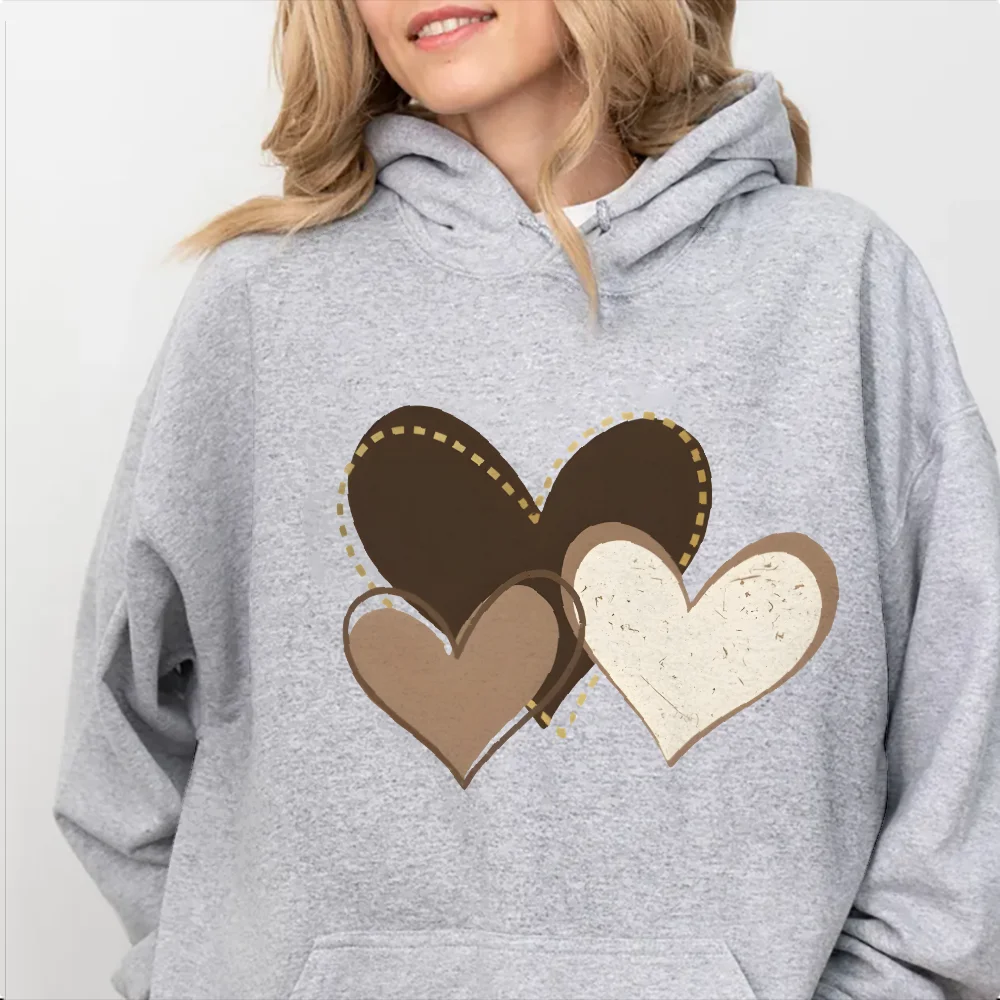 

Graphic Hoodie Layered Hearts Y2k Print Hoodie Sweet Romantic Oversize Casual Wear Trendy Love Inspired Design Cute Vibe Clothes