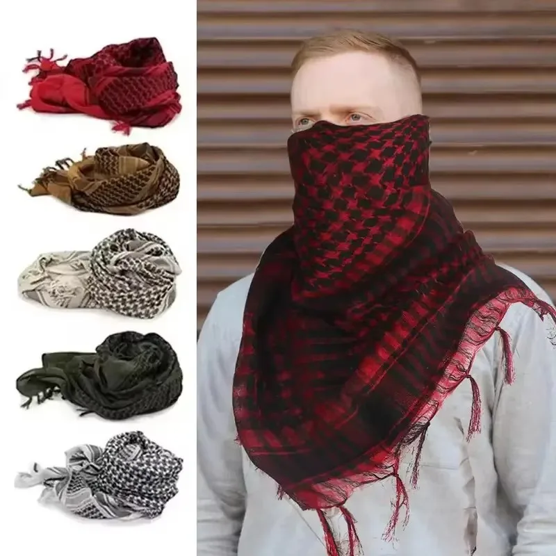 1/2/3pcs Outdoor Tactical Scarf Lightweight Hiking Arab Desert Headscarf Unisex Military Shawl Keep Warm Plaid Bandana Scarf
