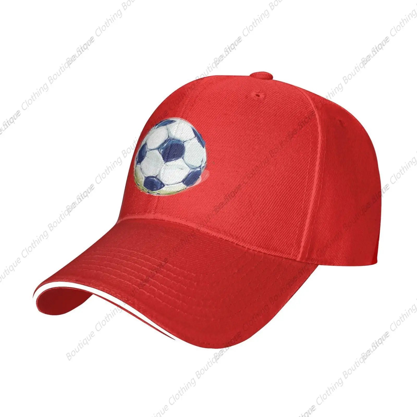 Topi Baseball Trucker sepak bola cat air untuk pria wanita topi ayah pinggiran Sandwich merah