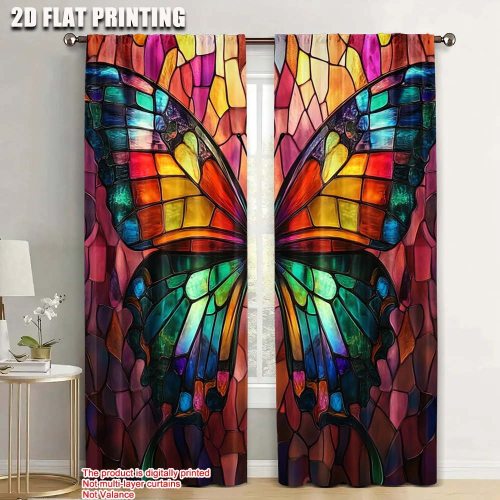 

2pc, Window Drapes butterfly (5) Blackout Polyester Wall Decor for Classroom decoration