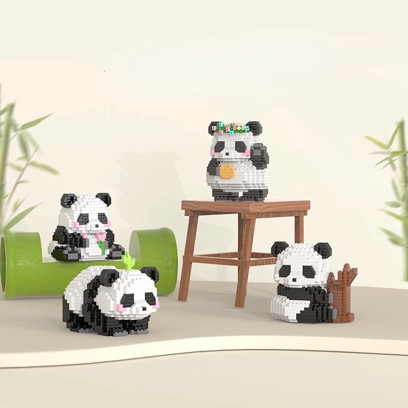 Cute Panda Series Building Block Toys with Small Particles BricksDIY Assembly Toy Figures for Children and Adults Gift