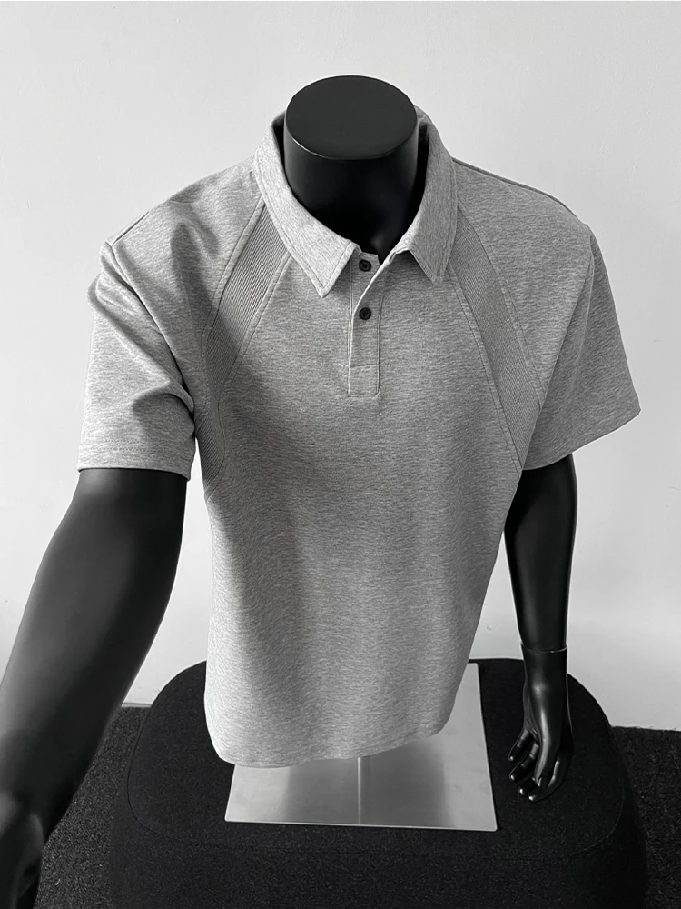 

Мужская футболка Space Cotton American Style с воротником Хенли, из плотного хлопка, с эффектом пэчворк, премиум-класса, свободного кроя, с коротким рукавом