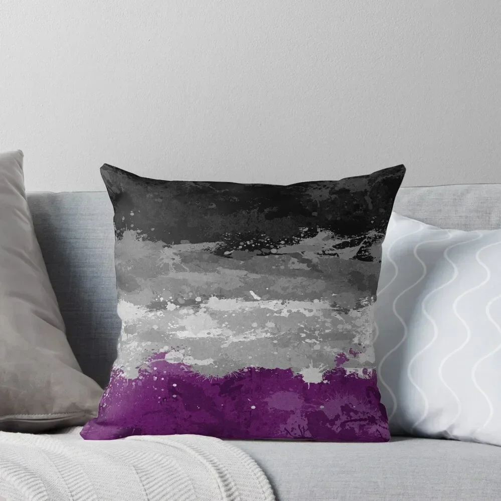 Abstract Paint Splatter Asexual Pride Flag Pattern Throw Pillow christmas pillow case Pillows Aesthetic Pillowcases pillow