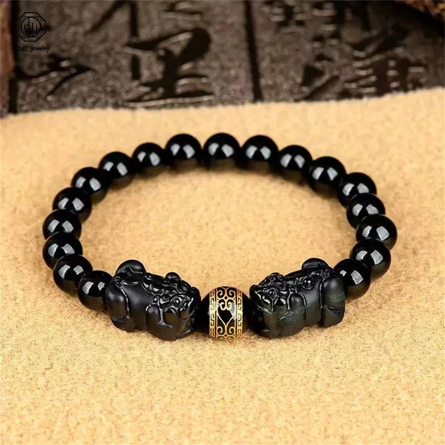 

Natural Grade A Jadeite Black Jade Pixiu Beaded Bracelet Unisex Men Women Wealth Guardian Nephrite Gemstone Jewelry Gift