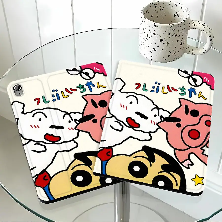Anime C-Crayon Shin-Chans Case for Apple iPad Pro11 13 Air 11 13 M4 M3 M2 A16 2026 10th 7/8/9th with Pencil Slot Air 4/5/6th
