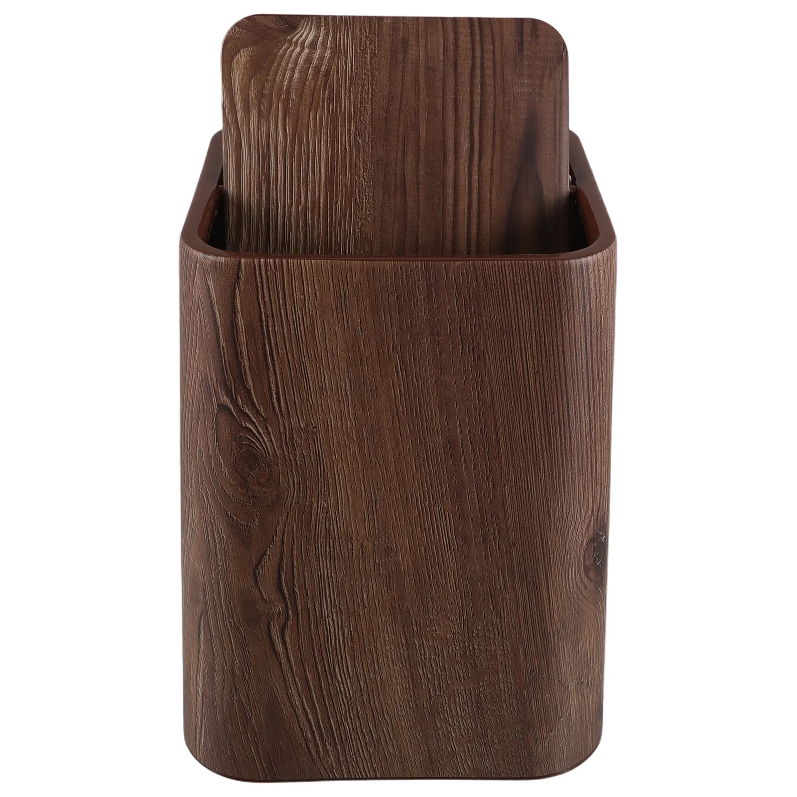 

Swing Lid Trash Can 8.5L Imitation Wood Grain Retro Waste Basket for Bathroom Bedroom Office Garbage Bin Trash Cans for Bedroom