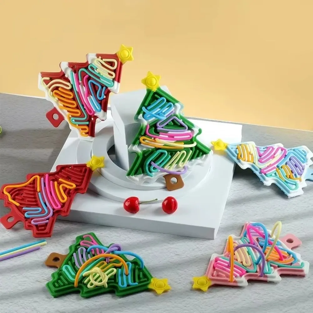 Christmas Tree Sensory Fidget Toy Silicone Portable 3D Shape Jigsaw Puzzle 3D Texture Activity Design Tree Shape Busy Board Set
