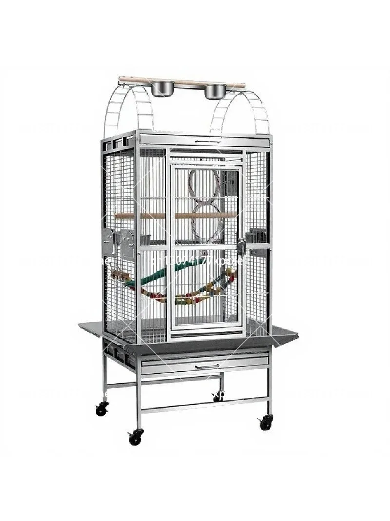Stainless Steel Parrot Cage Medium Large Bird Cottage Extra Large Space Parrot Breeding Cage with Wheels 51*61*152cm