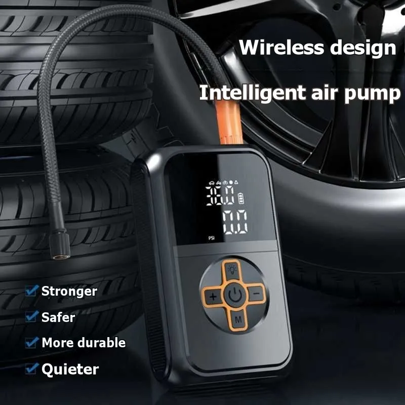 BHTS - Iluminação de Emergência Inclusa, Inflador Portátil Sem Fio Multifuncional com Display Digital Inteligente