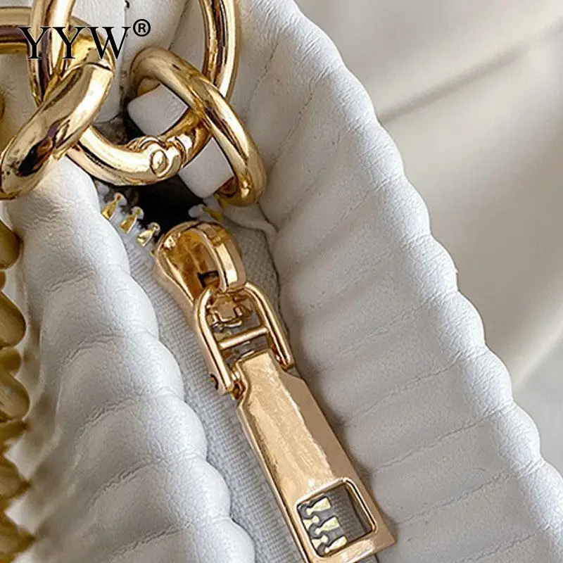 Fashion Soft PU Leather Female Handbag Bright Color Stripe Printing Zipper Single Shoulder Bag with Metal Chain Messenger Bag