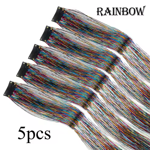 Shiny Sparkle Hair Extension Clip In Hair Tinsel Glitter Fairy Hair Tinsel Kit Heat Resistant 5Pcs Hair Streak Synthetic Hair - Image 14